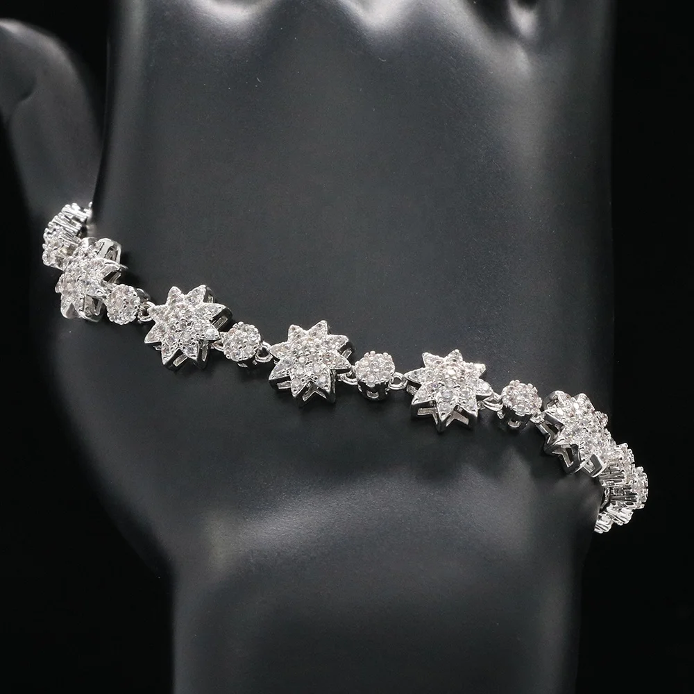 Factory Direct Sales Luxury Four-piece Wedding Accessories Set Clear CZ AAA Tassel Necklace Earrings Ring Jewelry Set For Woman