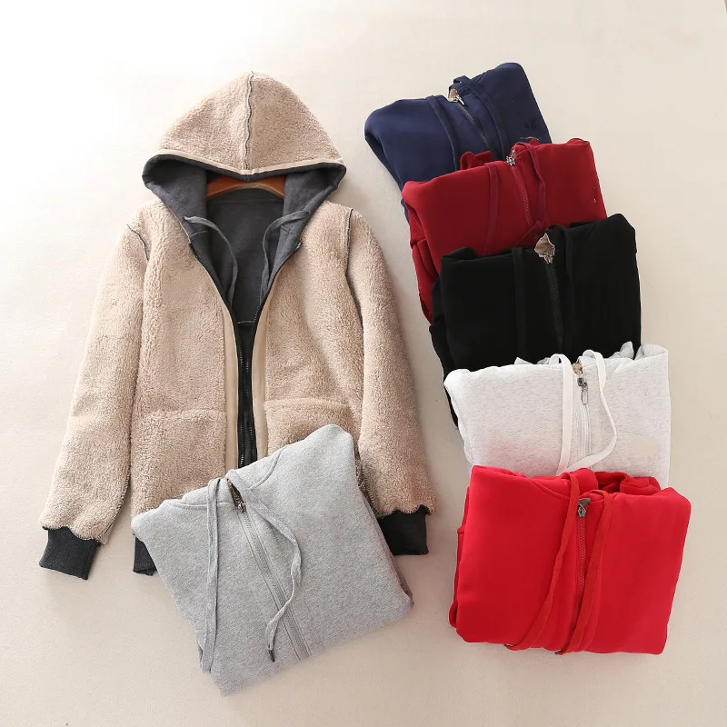 HG233f China Factory Customise Mens Winter Heavy Weight Zip Up Double Layered Sherpa Fleece Lined Thick Hoodies Custom Design