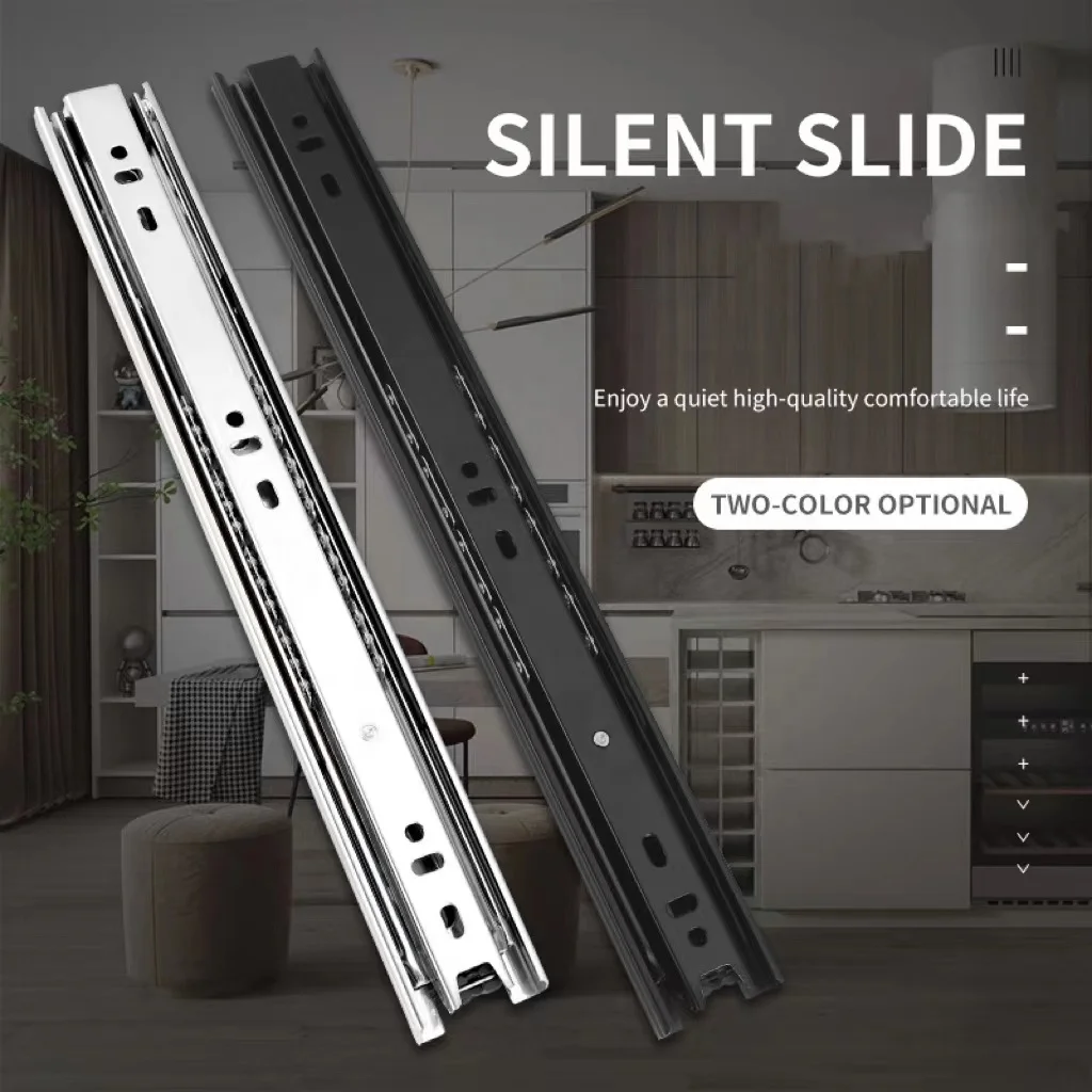 Hot Sale 40mm Silver Zinc/Black Zinc kitchen drawer slide for Furniture Drawer