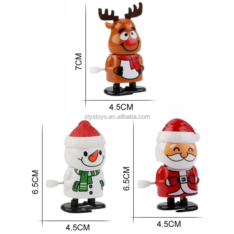 Christmas Wind-Up Toys Shaking Head Walking Mini Christmas Toys Wind-up Santa Snowman
