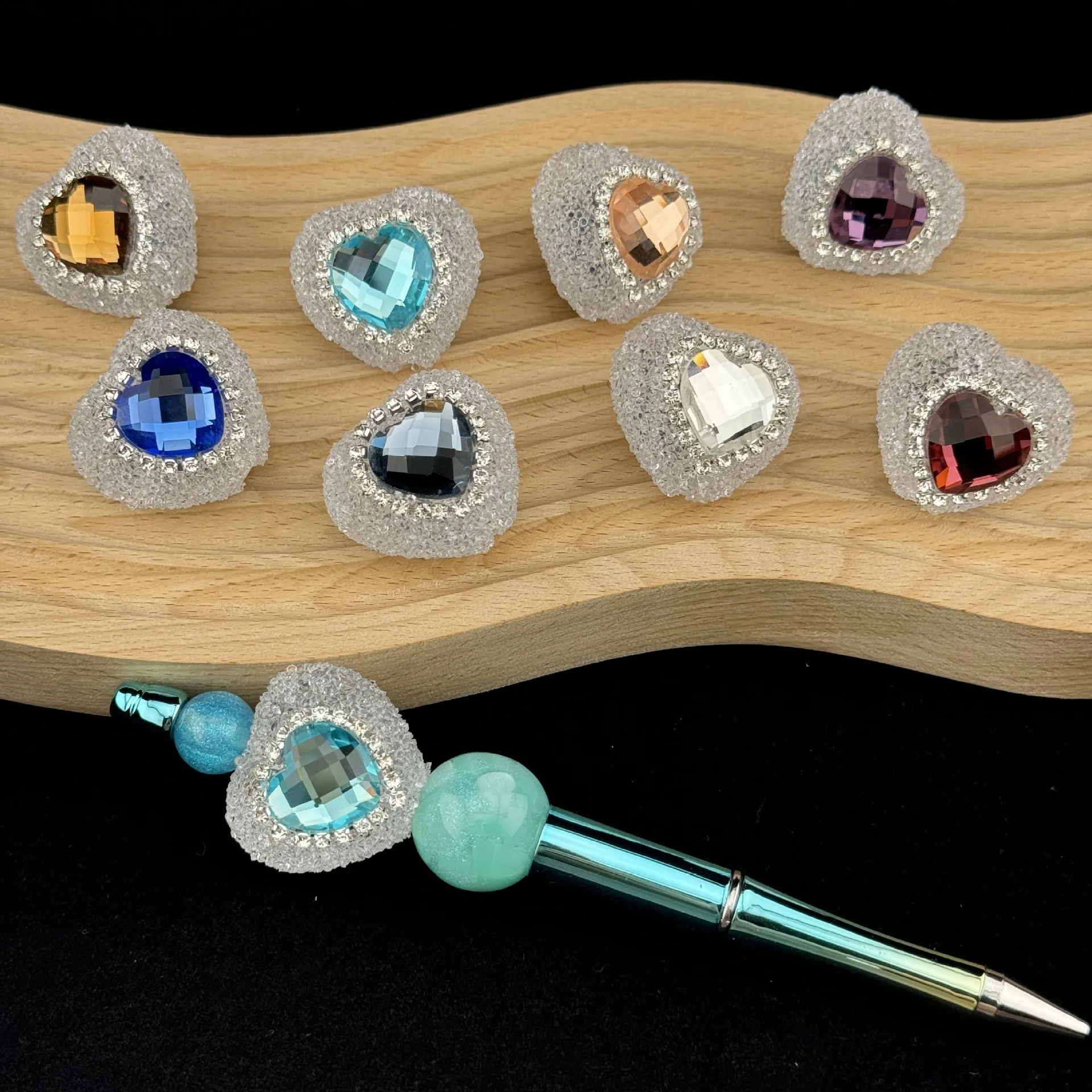 Hot Selling New Sugar Stone Heart Love For Pen Diy Drill Through Hole Beads Handmade Hanging Beaded Jewelry Accessories