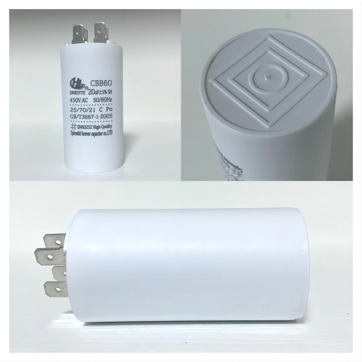 Wholesale High Quality 20uf 450A.AC 50/60Hz CBB60 Terminal type capacitor film 3.5 uf single phase  bank