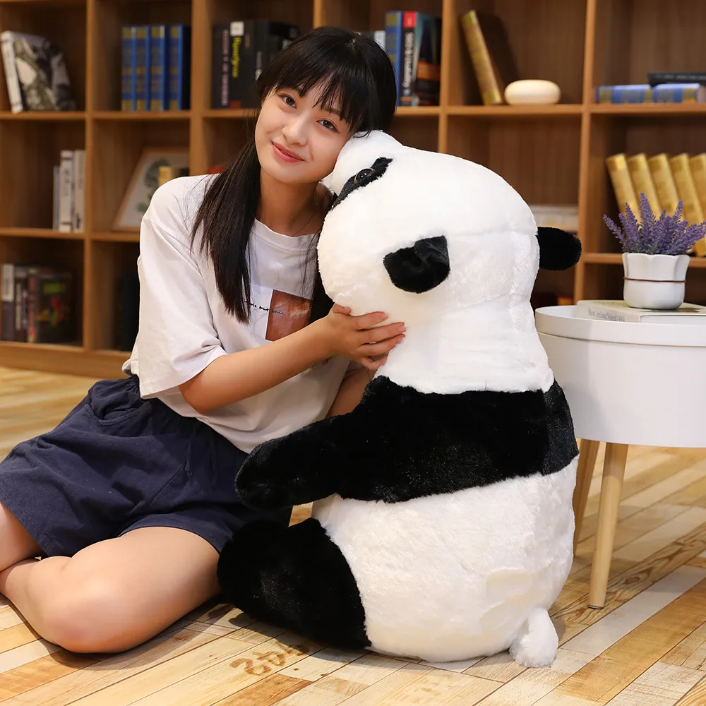 Yangzhou factory customization hot sale large size fashion lovable plush panda doll bolster with sitting posture