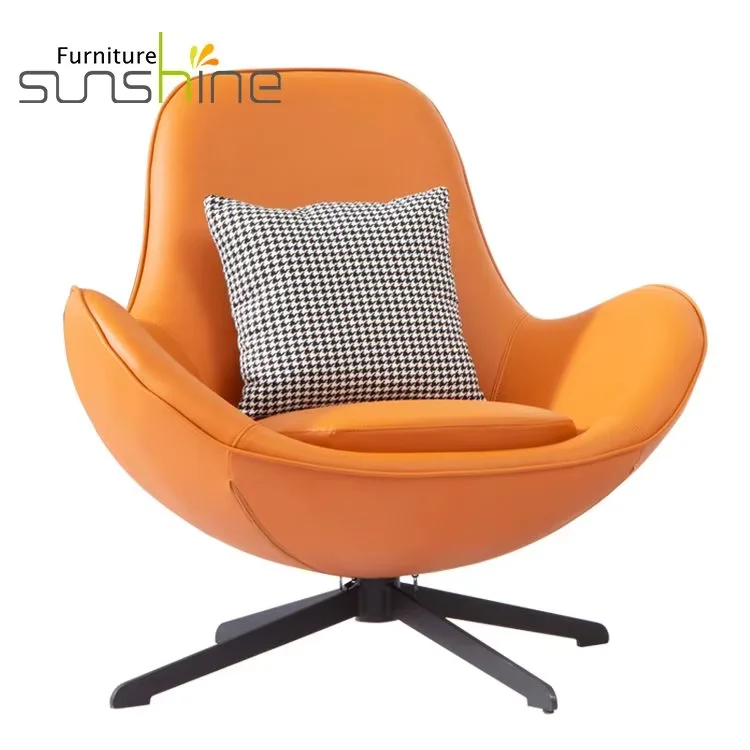 Recliner Chaise Lounge Sofa Chair Office Single Couch Living Room Leisure Inflatable Apartment Balcony Rocking Orange Leather