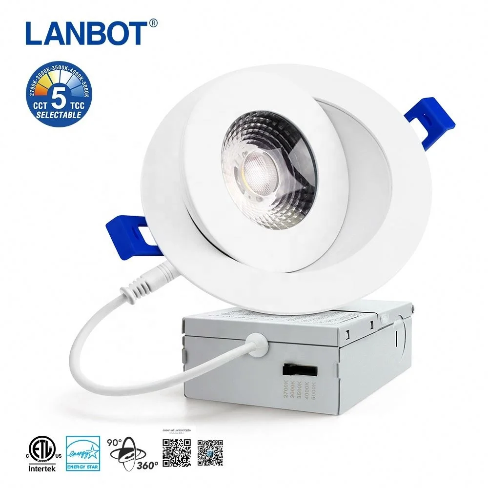 Подвес Downlight Lanbot ETL 3/4/6 дюймов белый Круглый 120VAC 12 Вт 5CCT CRI90 + 1000LM с регулируемой яркостью влажное место