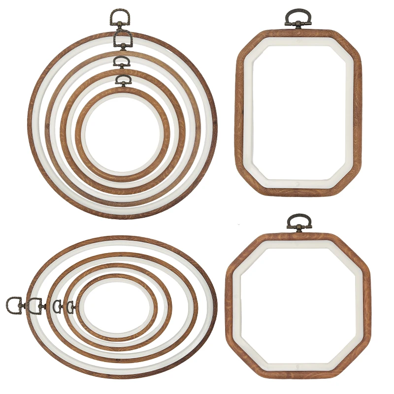 JP Knitting Tool Accessories Frame Circle Cross Stitch Hoops Wood Grain Rubber Ring Embroidery Hoop