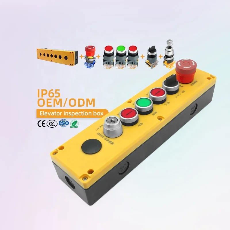 OEM BENLEE 7 Hole Handheld Pushbutton Switches Box Waterproof Emergency Stop Rotary Reset  Knobs Control Boxs