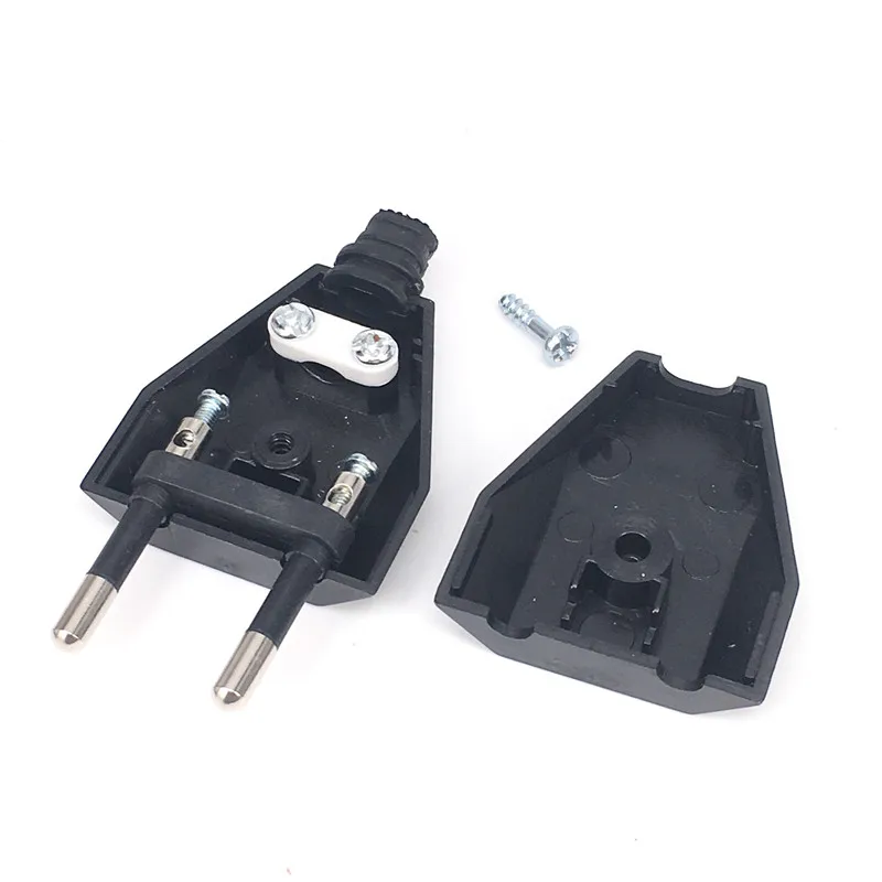 Rewireable European Plug 250V 2.5A CE 2 Pin Wireless Male Plug For DIY Power Cord