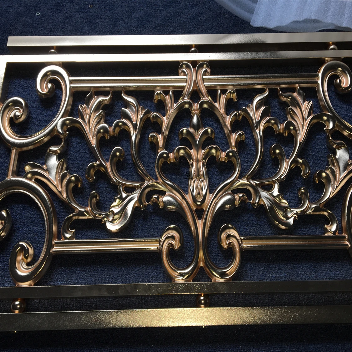 Luxury resort villa mirror gold aluminium curved stairs railing spiral staircase balustrades & handrails design