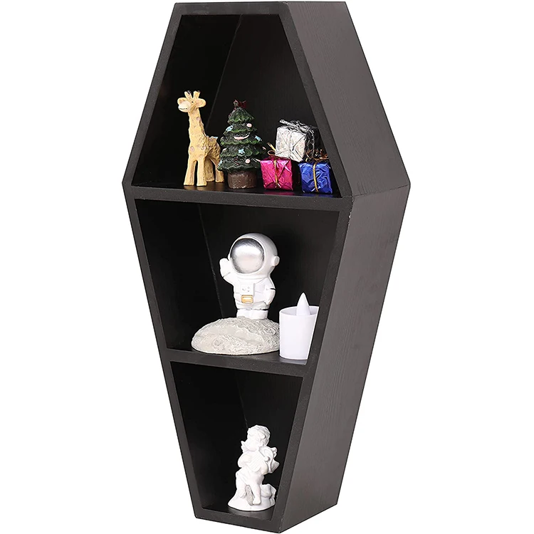 Лидер продаж, деревенский черный гроб, жуткий Готический настенный или настольный декор, домашняя плавающая деревянная полка