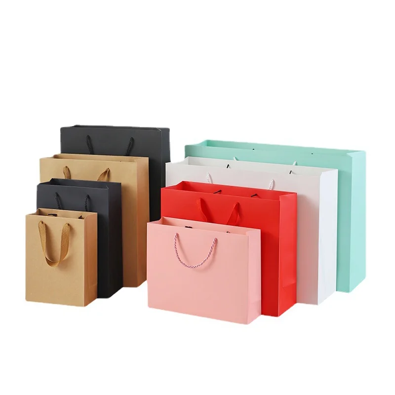 Custom Wholesale Christmas Gift Packaging Women Clothing Shops Printed Logo Large In Stock Tote Kraft Paper Bags