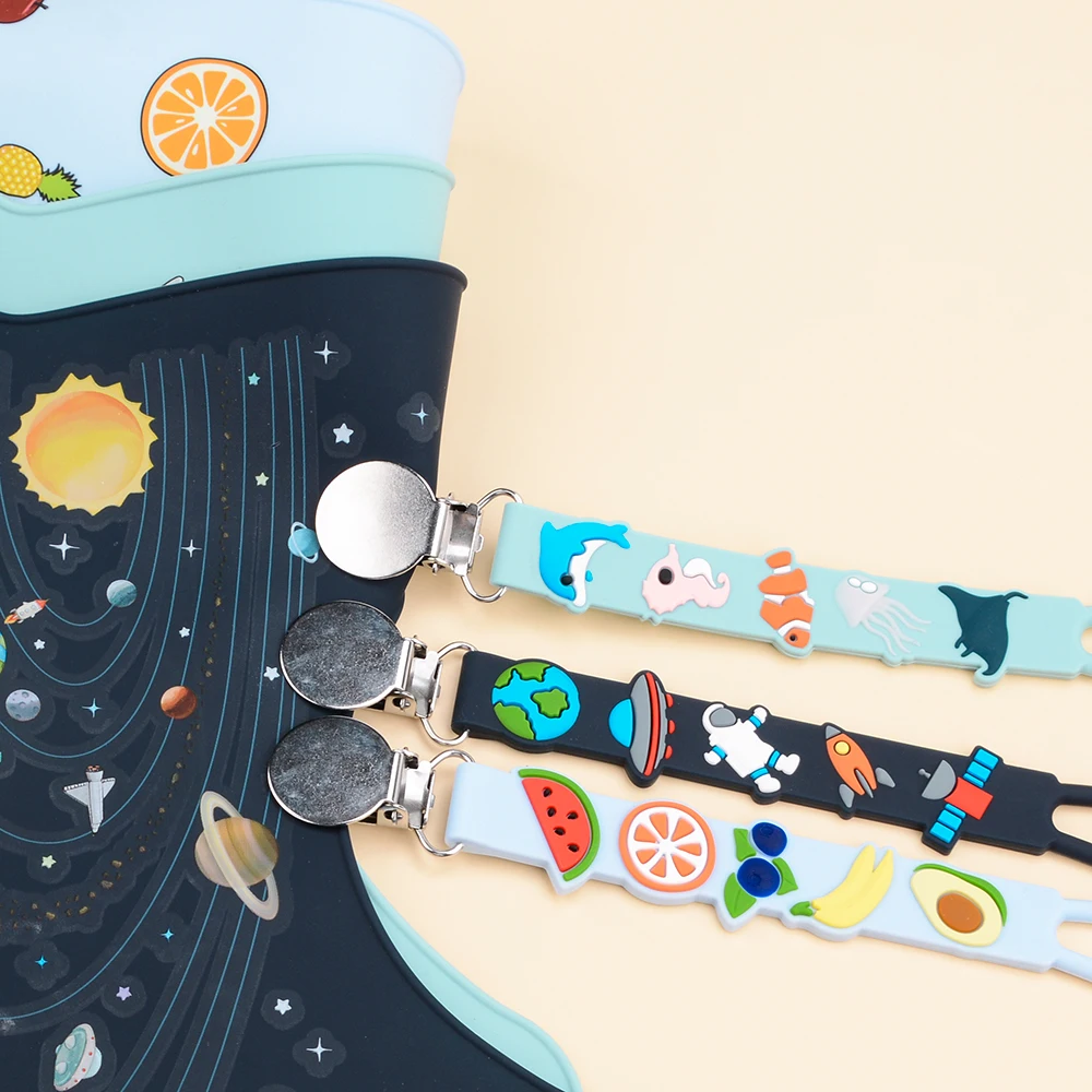 2022 New Design Borjay Baby Teether Rubber Dummy Chain Food Grade Bpa Free Baby Silicone Beadless Pacifier Chain