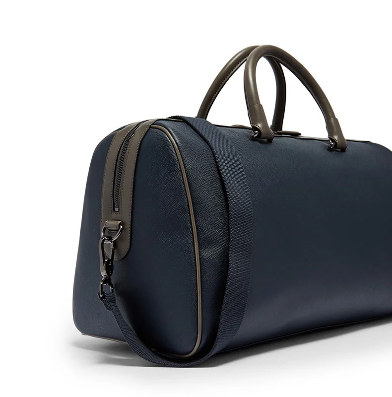 Custom logo waterproof mens genuine leather duffle bag for gym and sports