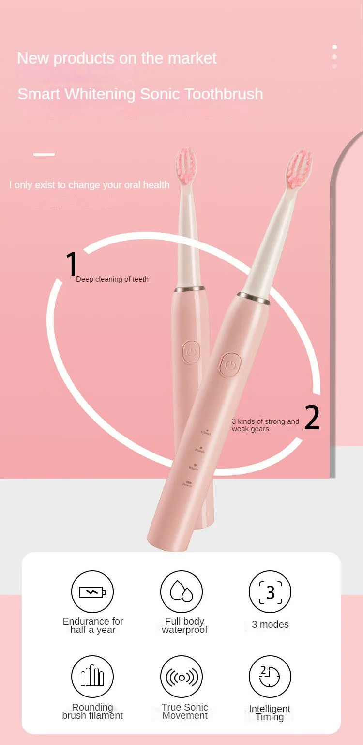 HF-1203 Adult Ultrasonic Smart Sonic Electric Toothbrush USB charging Teeth Whitening toothbrush electric for adult