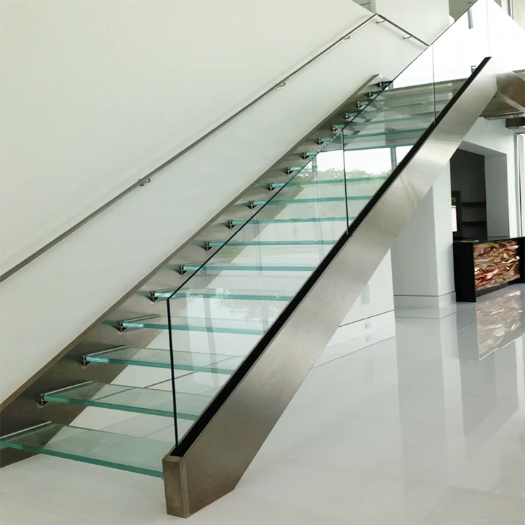 clear anti slip frosted laminated glass panels steps stainless steel metal quantity mono stringer stair prices