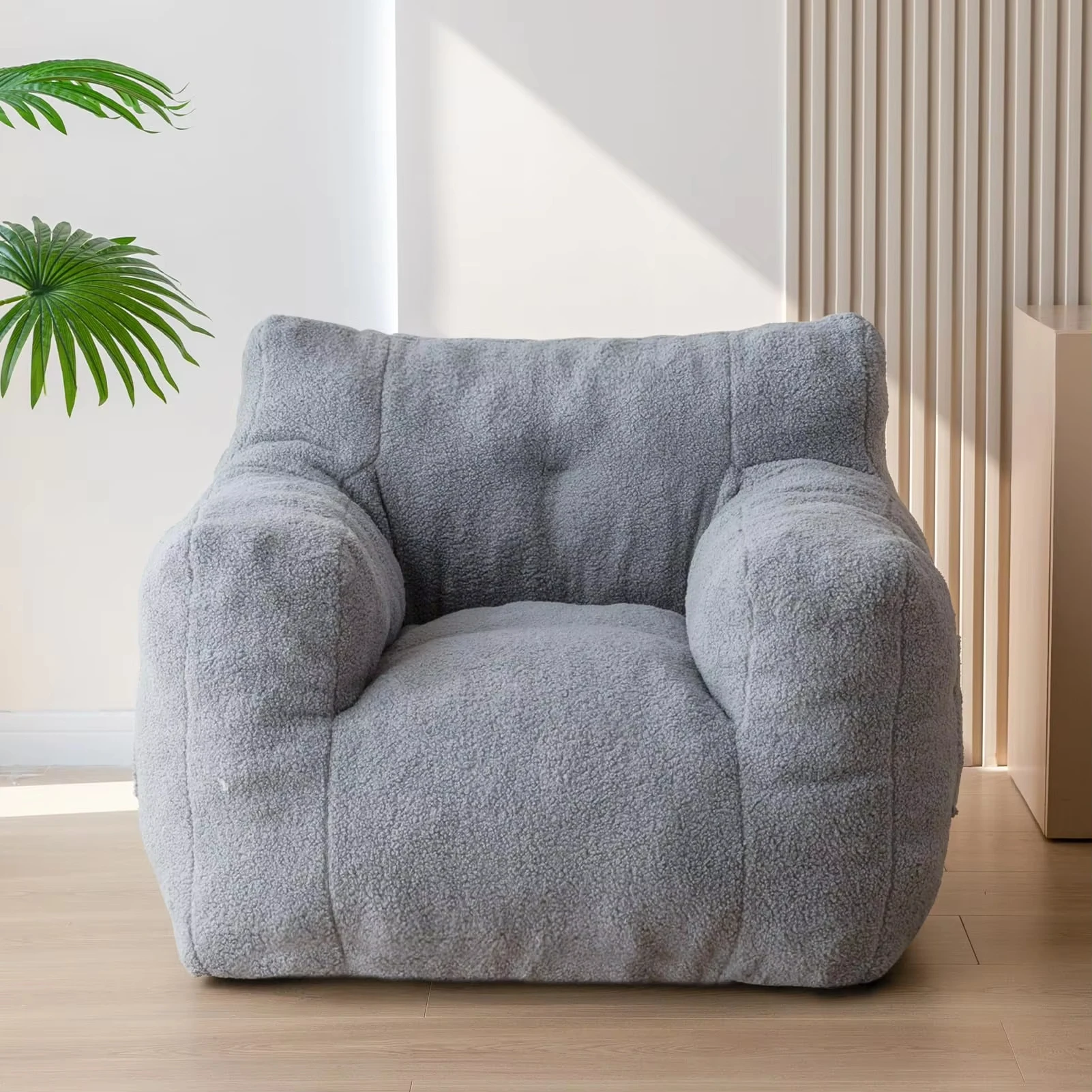 Бескаркасный мешок Sherpa Boucle tifted Bean премиум качества для гостиной с карманом чтения ленивый плюшевый диван Сжимаемый