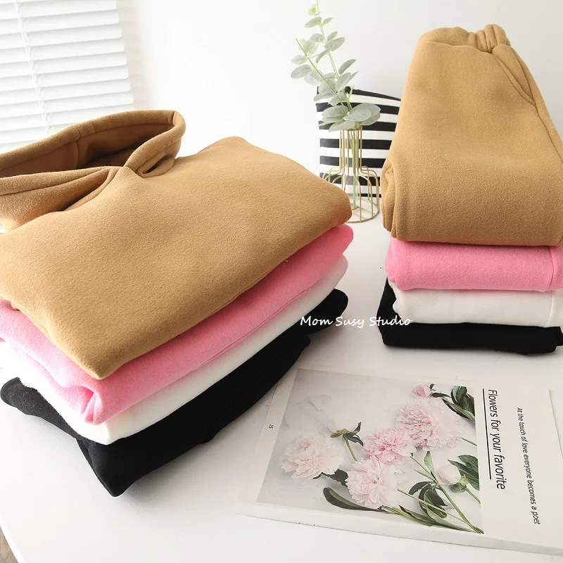 
Baby Girl Boy Cotton Clothes Set Hoodie and Jogging 2pcs Warm Fleece Lining Child Sport Set Loungewear Winter Spring Autumn 