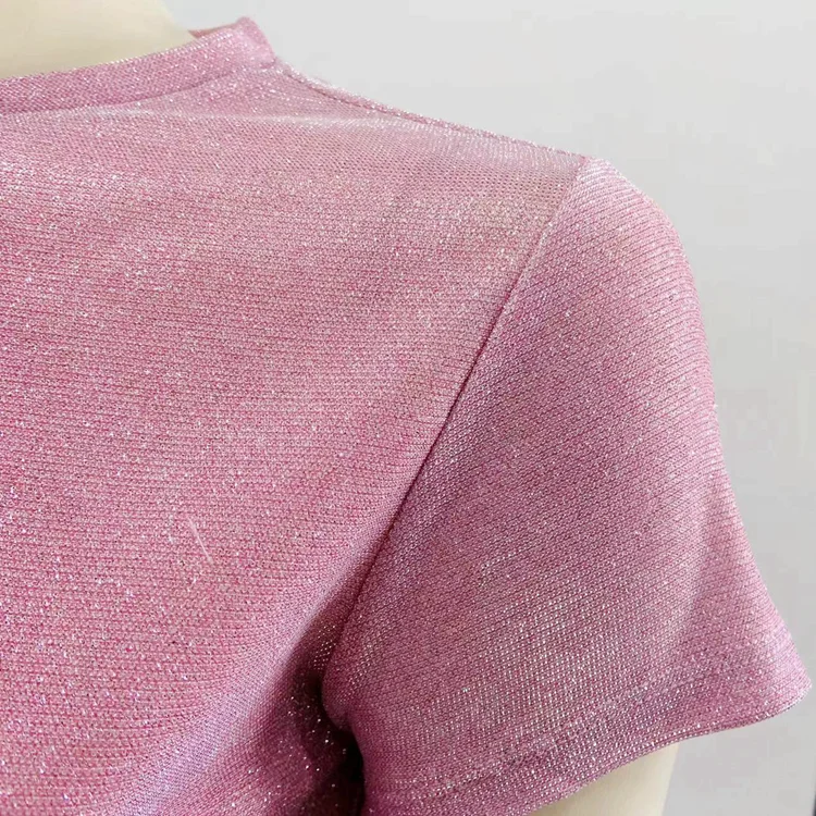 Fancy shine 100 polyester custom 135gsm knit bonded luxury lame glitter metallic fabric for party dress