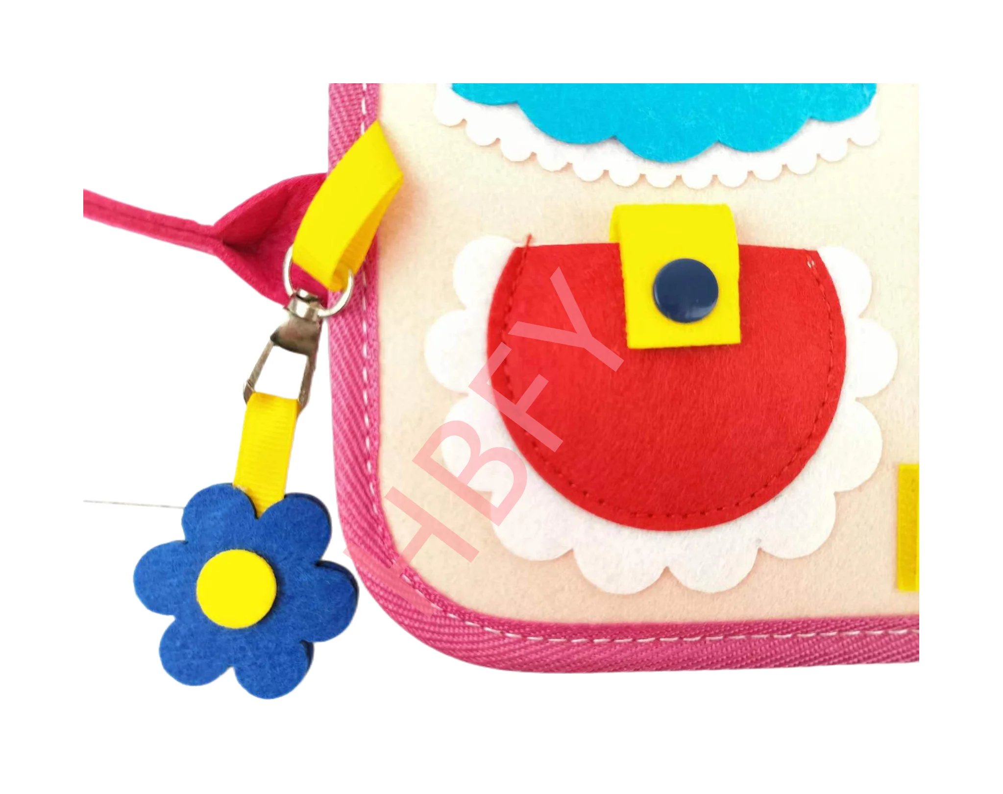 Custom Pink Princess Castle Theme Felt Wooden Educational Busy Board Sensory Activity Board Manufacture Factory