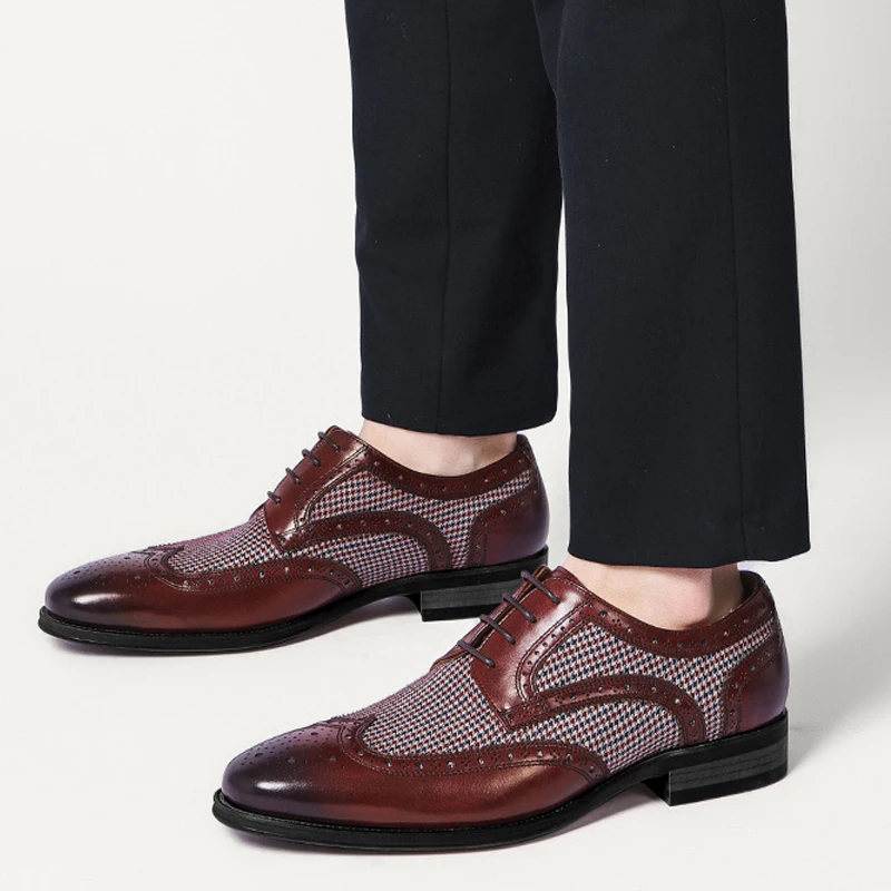 
Mens Brogues Oxford Shoes Pointed Toe Lace Up Formal Smart Casual Office Dress Wedding Dress Shoes 