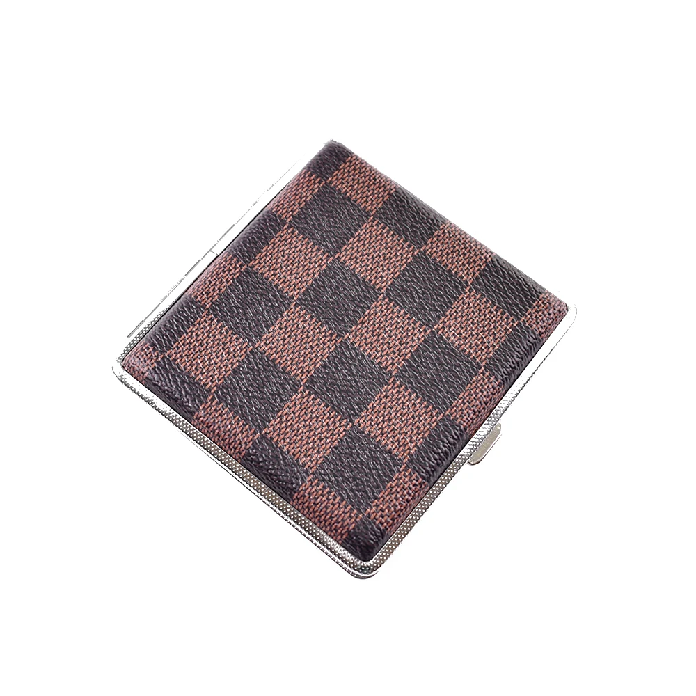wholesale custom logo classic style portable black high quality cigarette case leather 20pcs