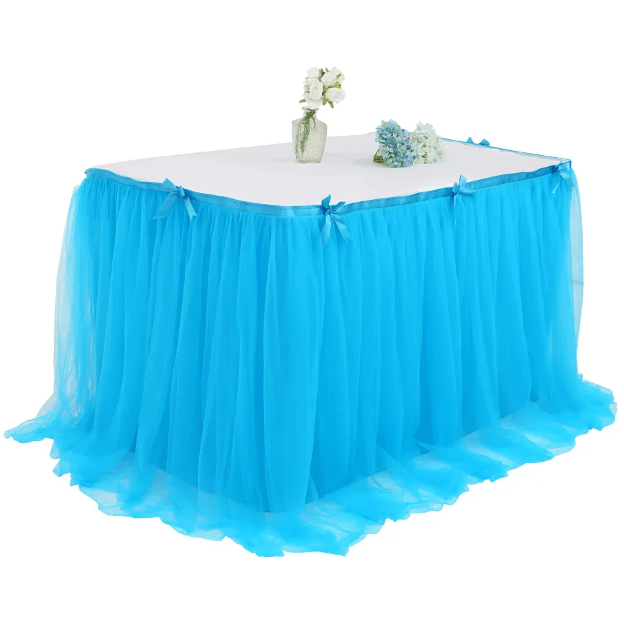 
custom hawaiian Purple pink colorful tulle tutu decoration Chiffon Table Cloth Cover Skirt Skirts for party wedding banquet 