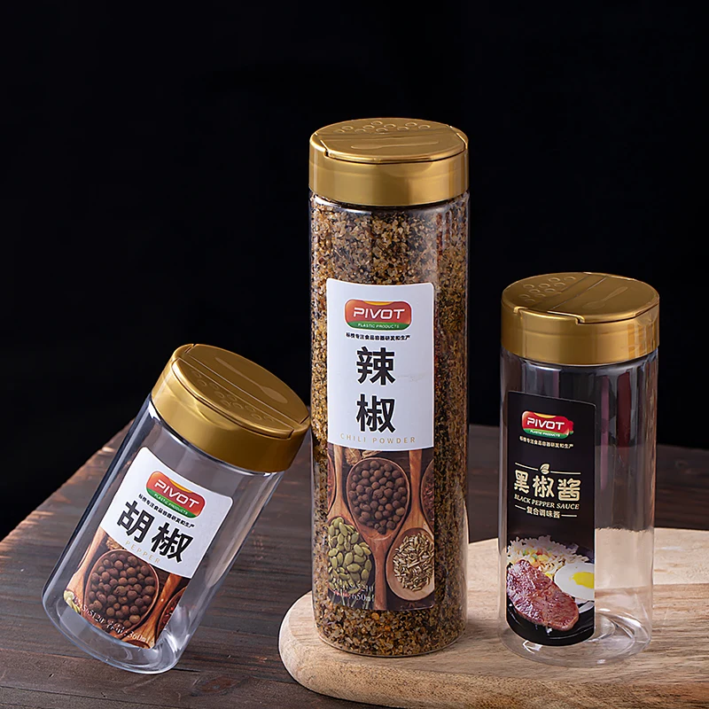 Factory PET Empty Plastic Seasoning Bottles Spice Shaker Powder Containers Pepper Salt spice jar