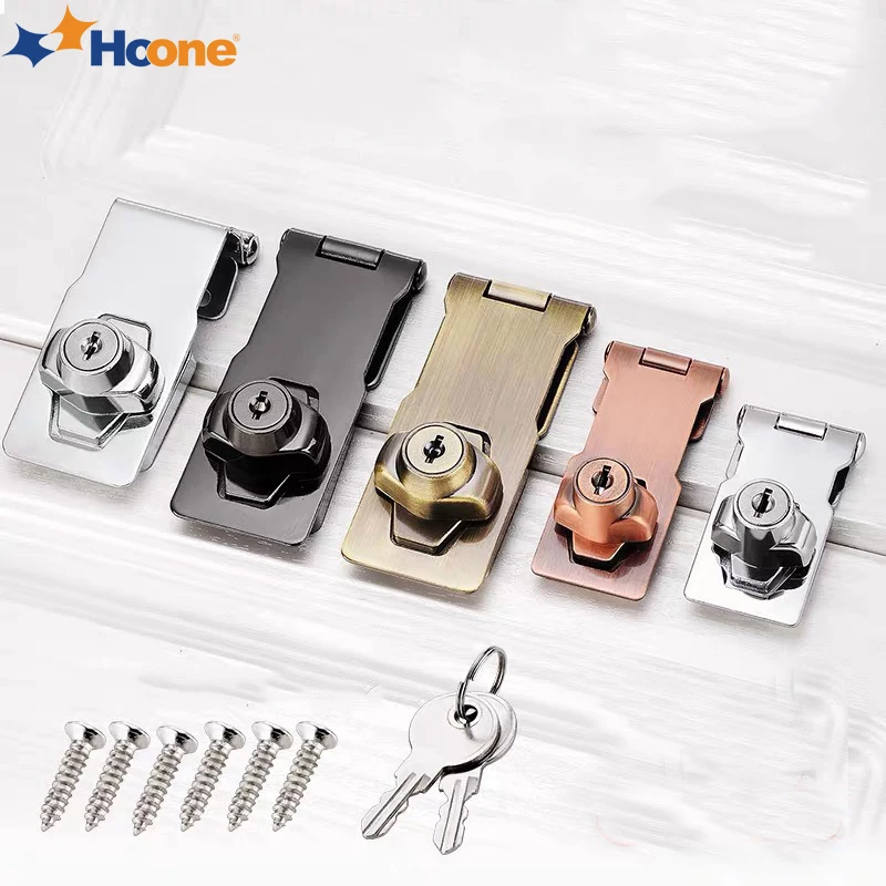 Hoone Zinc Alloy Door Latch Bolt For Home Desk Wardrobe Hasp Lock Security Guard Door Bolt Lock With Key