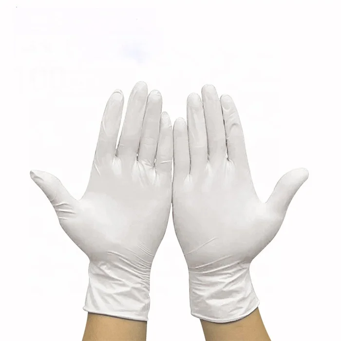 Not easy to break quality assurance powder free nitrile washing white nitrile gloves