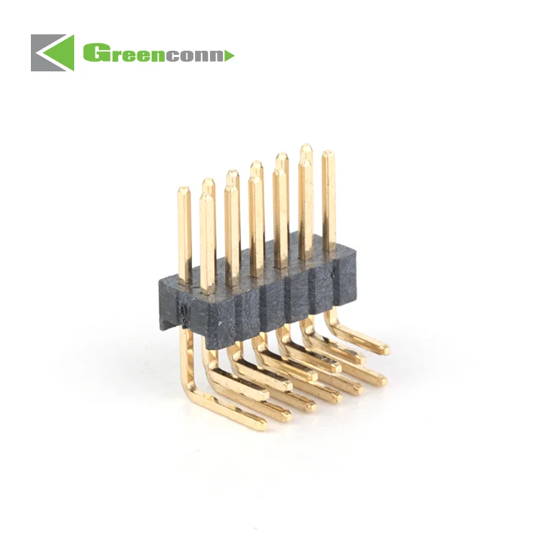 Customized connector manufacturer 1.27mm Pitch Pin Header Duals Rows R/A Type Base 2.00H  40 pin header connector