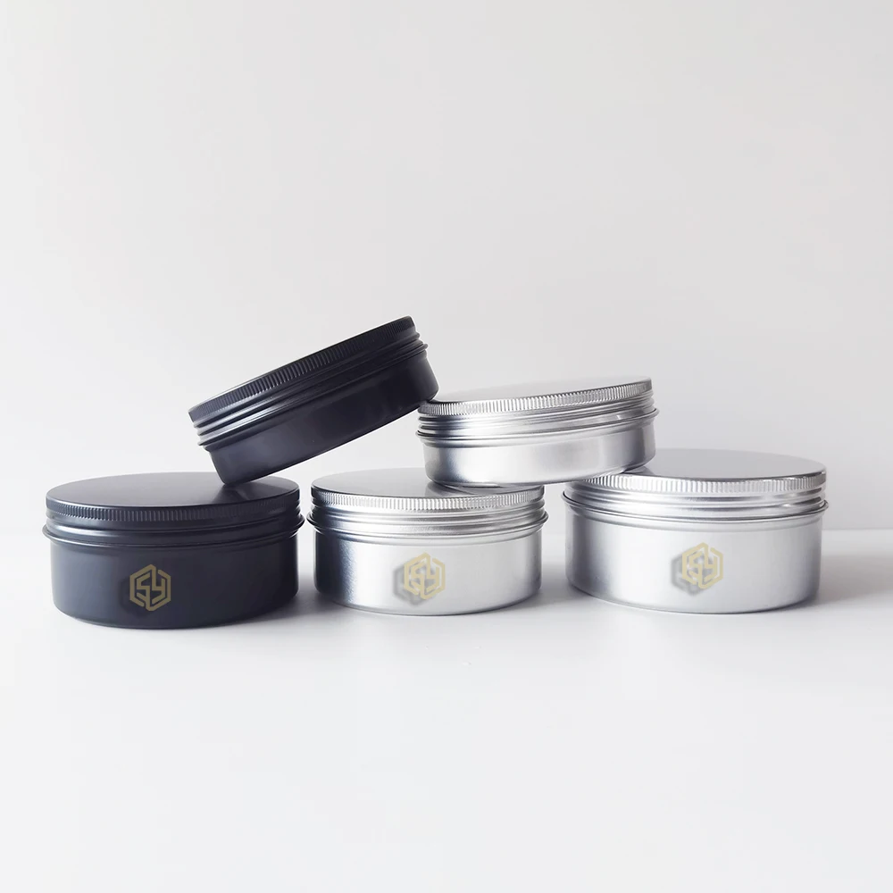 Metal Screw Thread Lid Cream Container Tin Cosmetic Round Silver Aluminum Jars tea candle wax cosmetic cream jar tin
