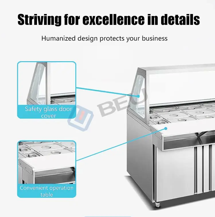 5ft Lift Glass Door Lid Salad Sandwich Pizza Fast Food Showcase Display Refrigeration Equipment