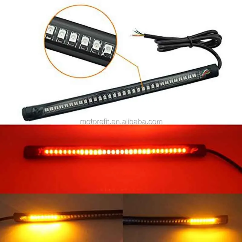 
RTS Red and Amber Motorcycle Car 48LED LED Turn Signal Light Tail Brake Stop License Plate Lamp Rear Light 