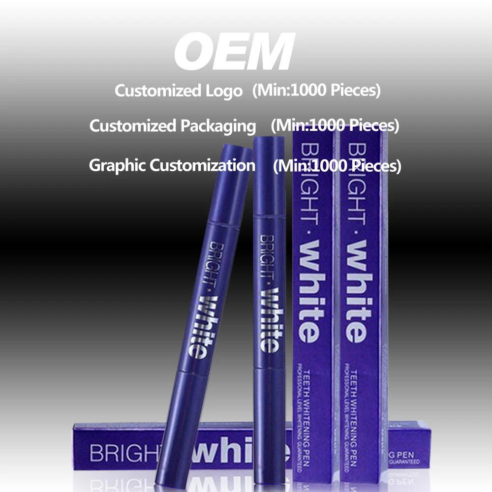 OEM private label logo carbamide peroxide instant dazzling bright whiten bright white teeth whitening pen