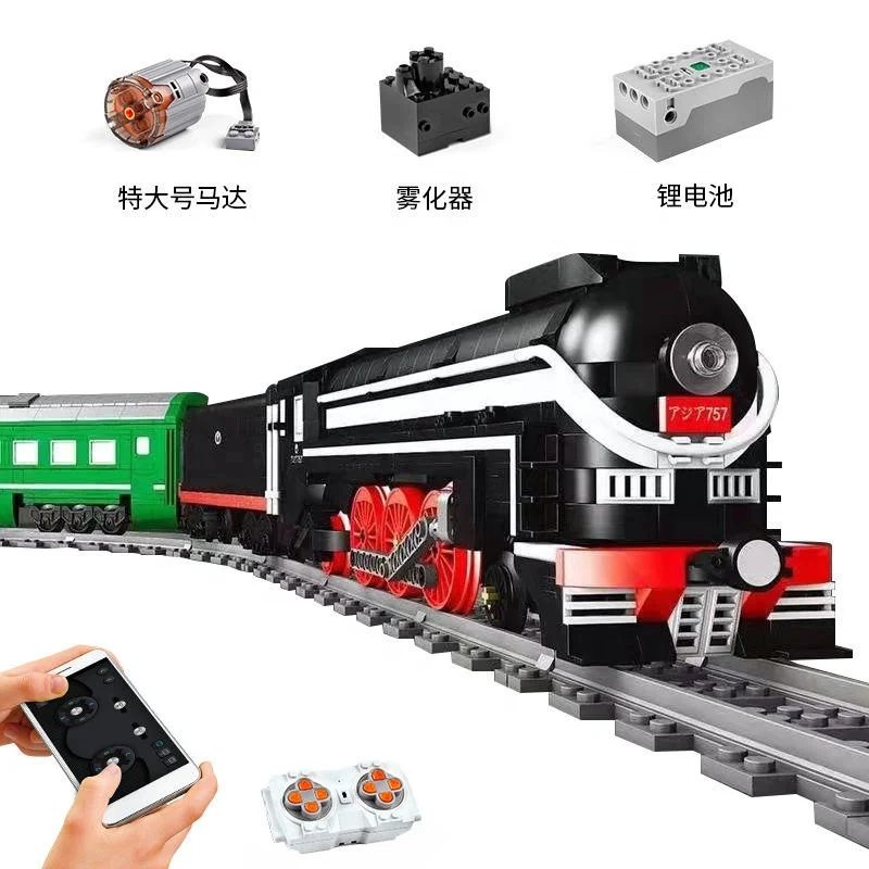 Mould King 12005 строительные игрушки для детей высокотехнологичные блоки Moc SL7 с электроприводом сборный поезд из Азии экспресс кирпичи рождественский подарок