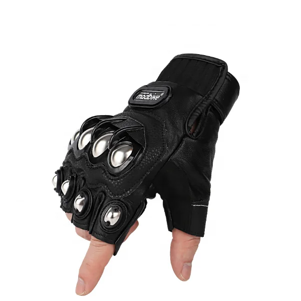 Кожаные перчатки с открытыми пальцами, мотоциклетные велосипедные гоночные перчатки для мужчин и женщин