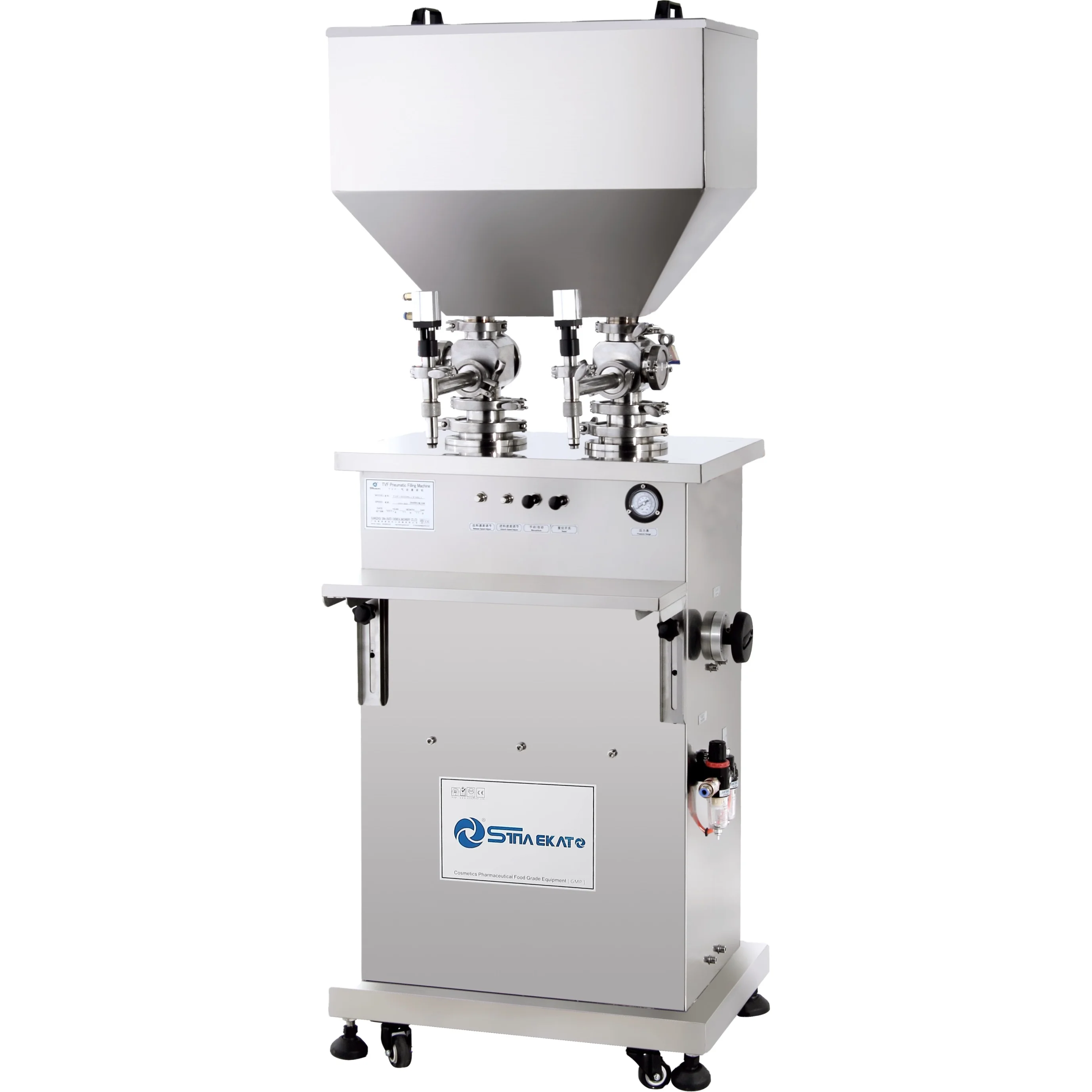 Small Semi-auto Horizontal double head filling machine with liquid,bottle,oil, juice