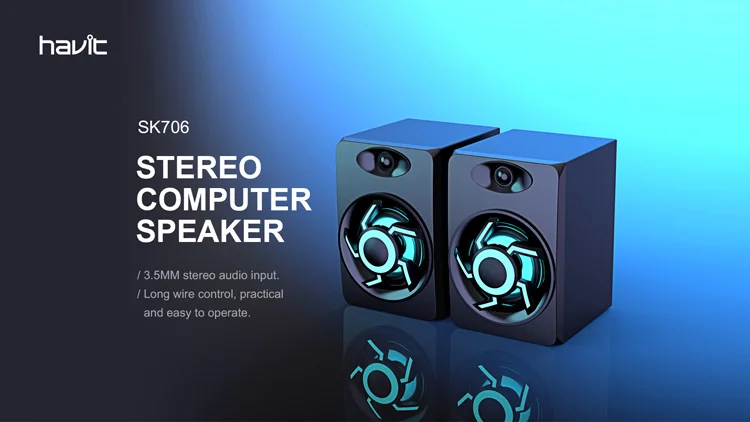 Sk706 Havit Hifi Lampe Lautsprecher Usb 2.0 Pc Gaming Led Lights Bass Speaker Audio With Amplifier