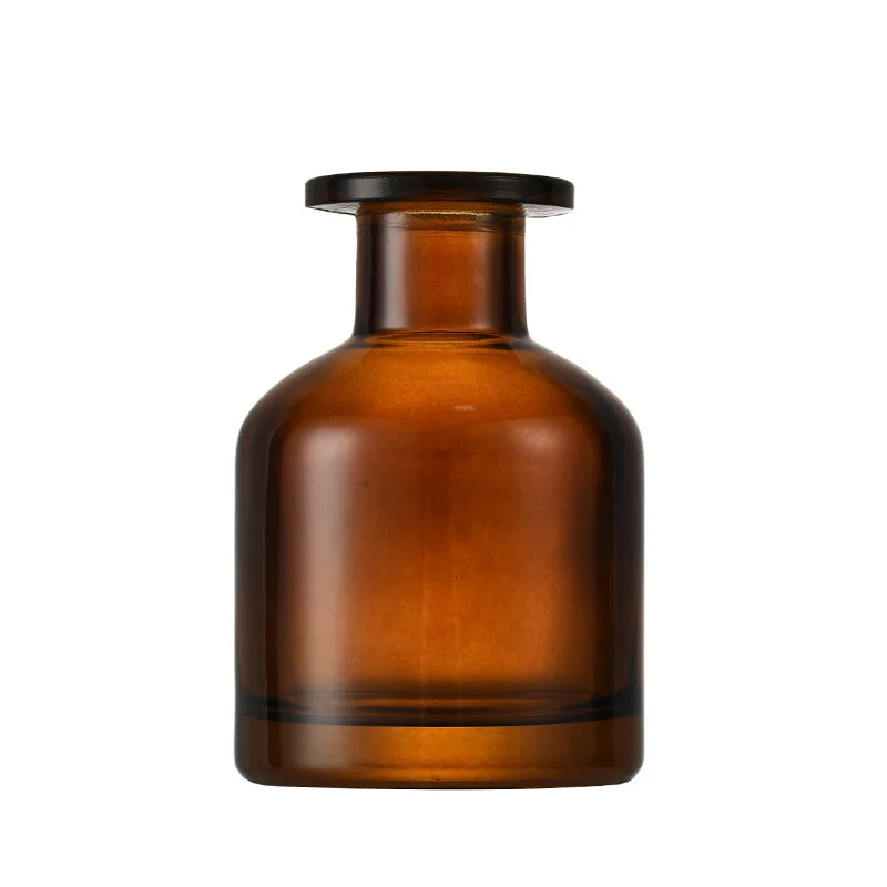 Custom matte black reed diffuser bottle empty 50 ml amber glass diffuser bottles with cap 150ml 200ml  bottle car diffuser