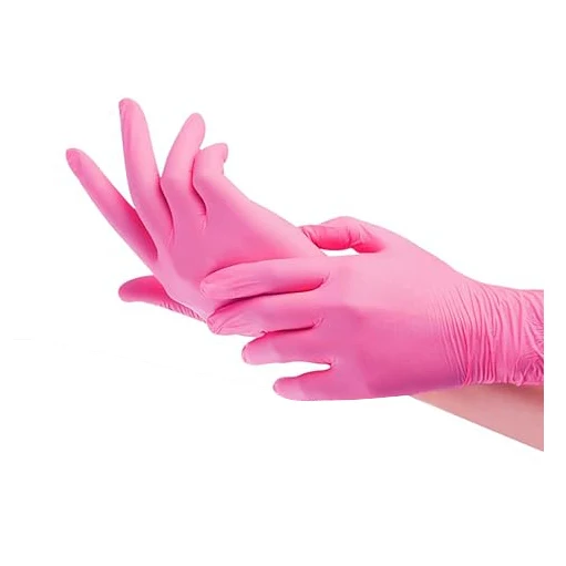 Promotion Rugged Car Office Cleaning Salon Elastic Oil Resistant Disposable Tinted Pink Kitchen Gloves