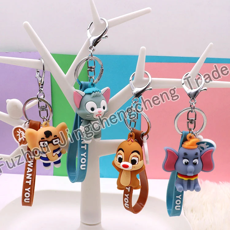 promotional products cheap Soft PVC llaveros anime Keychains Rubber Squirrel Pendant Key Rings Car Bag Decoration Accessories