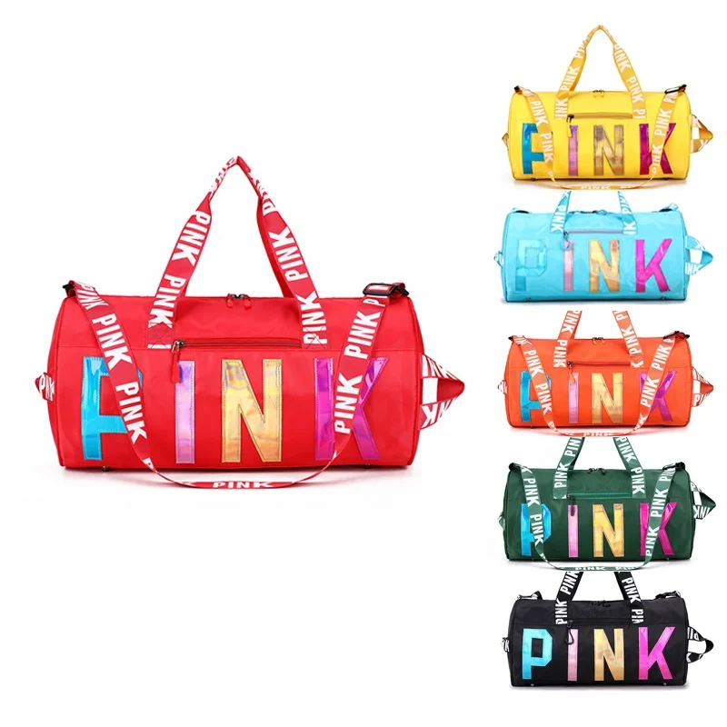 Trending Desiger Custom Logo Foldable Sport Bag The Night Pink Tote Duffle Bag