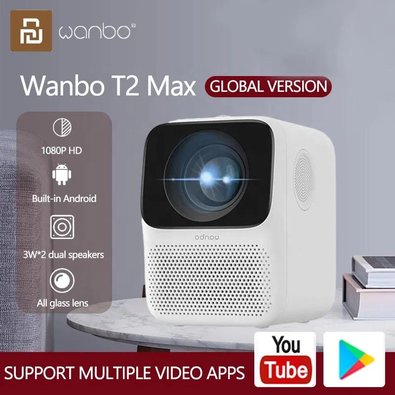 2021 Wanto T2 MAX глобальная Версия 1080P Мини-Проектор беспроводной с Android BT WiFi YOUTUBE NETFLEX проектор для домашнего