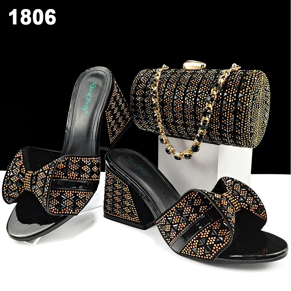 High Quality Shoes And Bag Set With Stones Women Party Evening Shoes And Bag