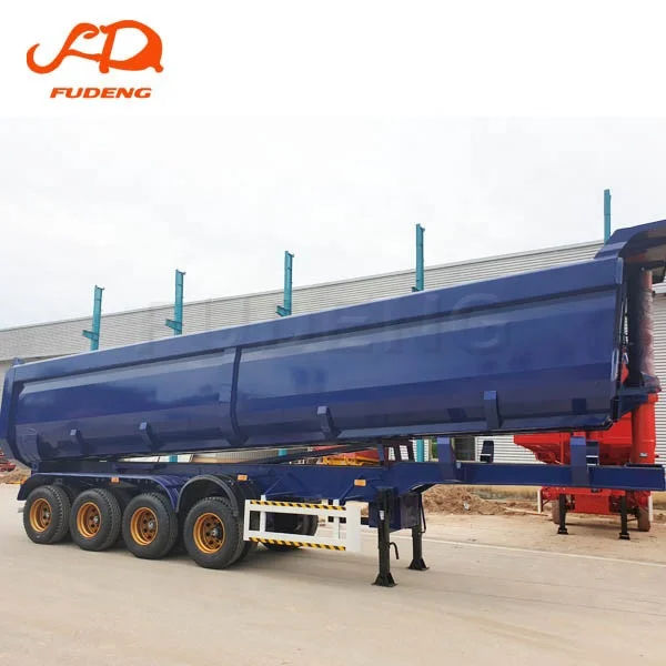 3axle 4axle  45 cubic Hydraulic Rear Dump trailers  U shape 60ton 80ton side tipper box  dump trailer  for sale