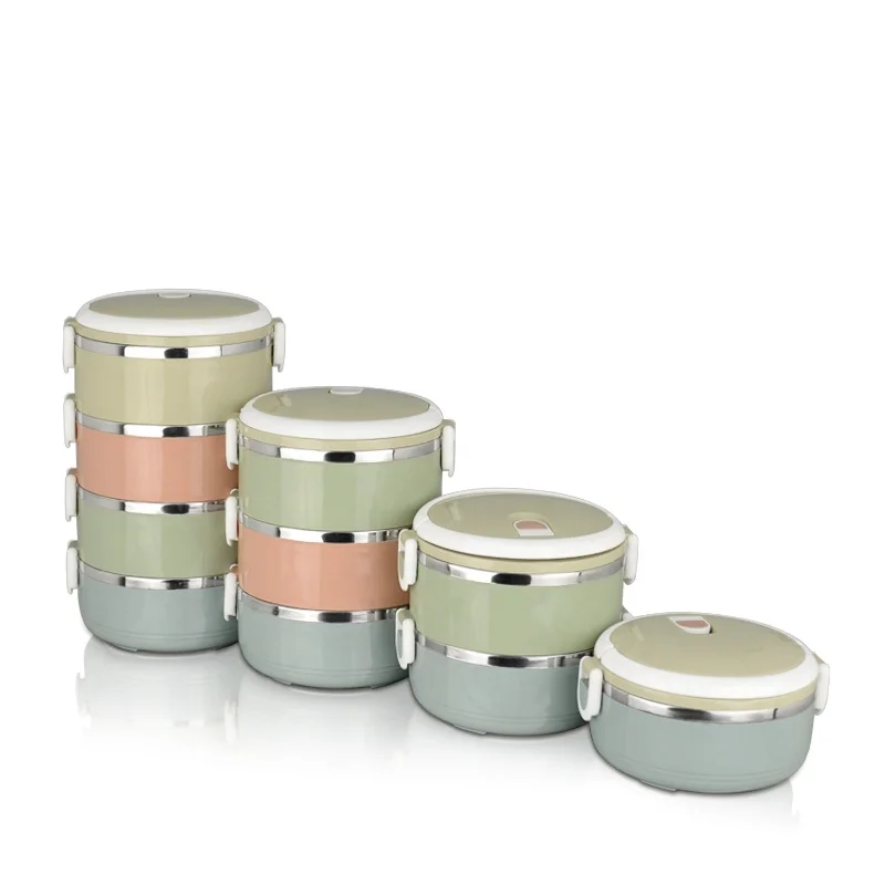 
Round takeaway thermal stainless steel inside food warmer plastic food container with lid 