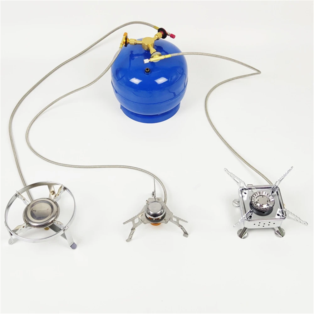 Outdoor Camping Hiking 3 head Stove brass Adaptor Split Type Converter Connector Cartridge Tank cylinder Adaptor