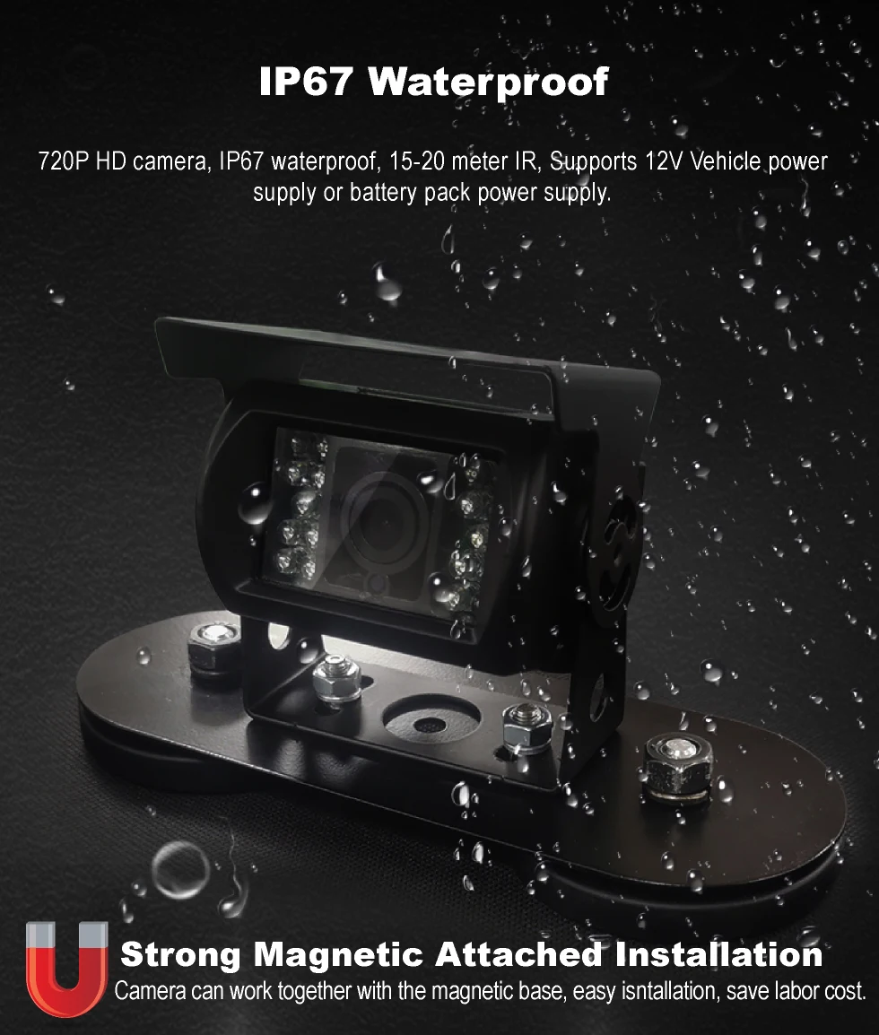 Richmor 7-Inch TFT LCD Car Monitor with 4 Camera Backup System for Truck Van Coach Bus Rearview Mirror Type Desktop Placement