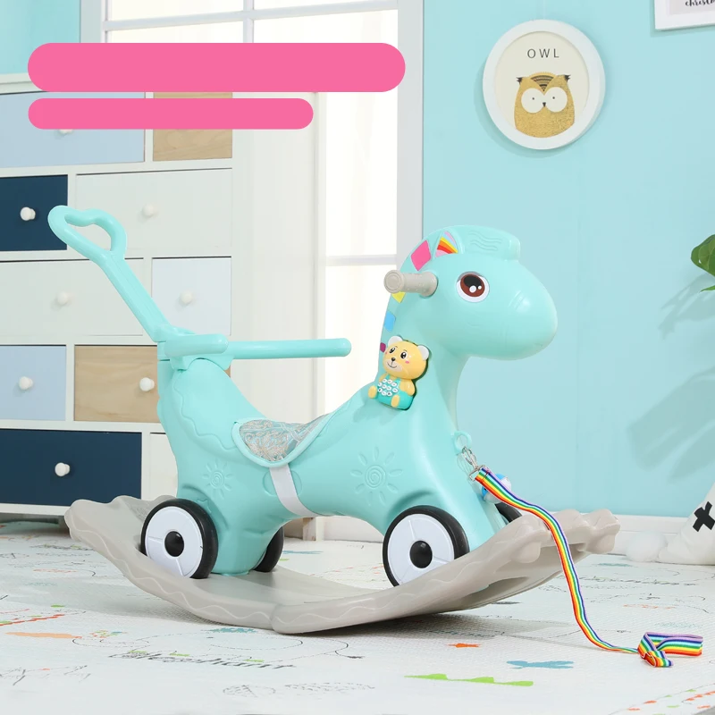 
Hot Sale Baby Rotating Glow Musical Toddler Walker Plastic Kids Unicorn Cartoon Rocking Horse Ride On Animals Toy 