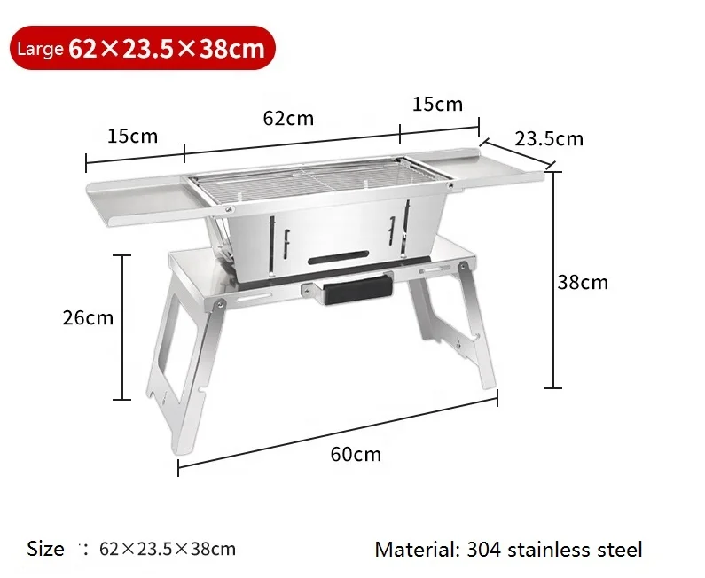 Wholesale stainless steel foldable outdoor camping portable grill